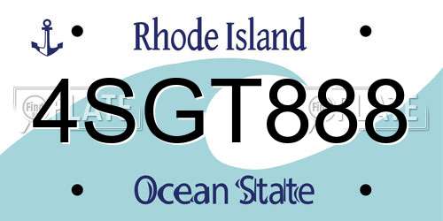 4SGT888 Rhode Island License Plate