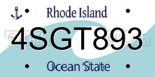 4SGT893 Rhode Island License Plate