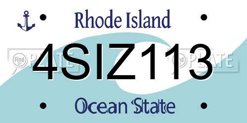 4SIZ113 Rhode Island License Plate