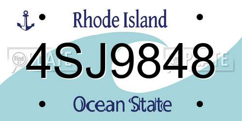 4SJ9848 Rhode Island License Plate