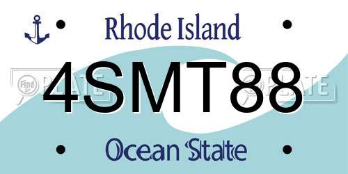 4SMT88 Rhode Island License Plate