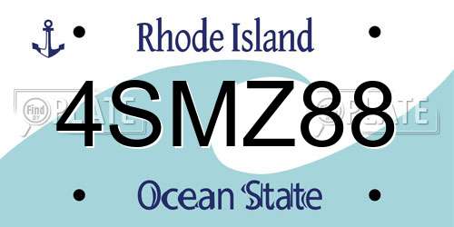 4SMZ88 Rhode Island License Plate