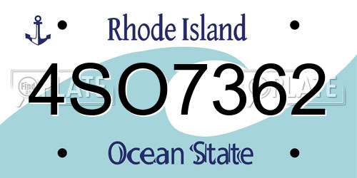 4SO7362 Rhode Island License Plate