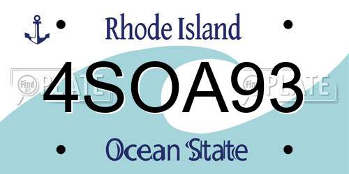4SOA93 Rhode Island License Plate
