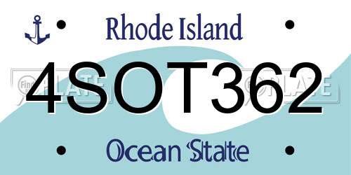 4SOT362 Rhode Island License Plate