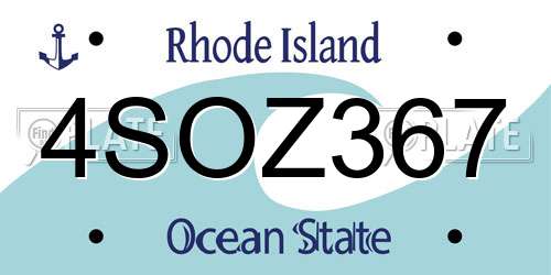 4SOZ367 Rhode Island License Plate