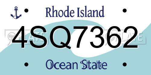 4SQ7362 Rhode Island License Plate