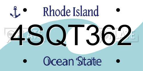 4SQT362 Rhode Island License Plate