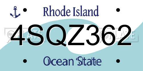 4SQZ362 Rhode Island License Plate
