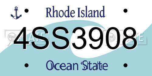 4SS3908 Rhode Island License Plate