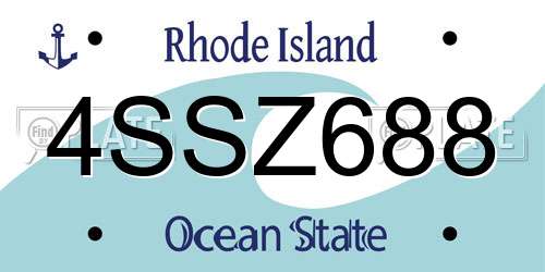 4SSZ688 Rhode Island License Plate