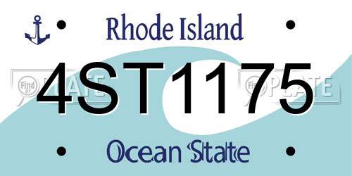 4ST1175 Rhode Island License Plate