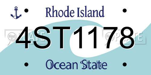 4ST1178 Rhode Island License Plate