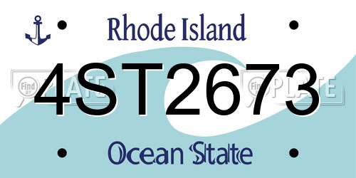 4ST2673 Rhode Island License Plate