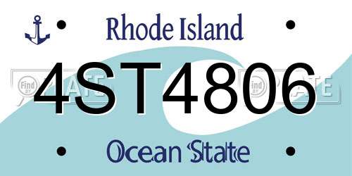 4ST4806 Rhode Island License Plate