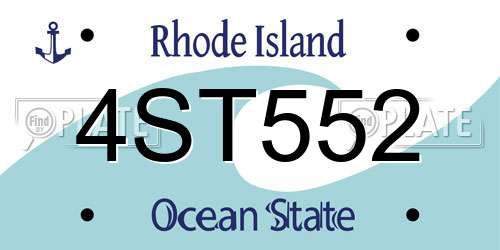 4ST552 Rhode Island License Plate