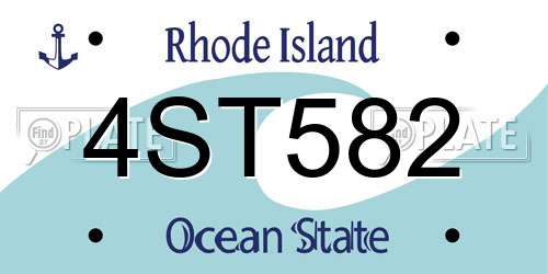 4ST582 Rhode Island License Plate