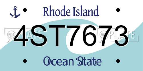4ST7673 Rhode Island License Plate