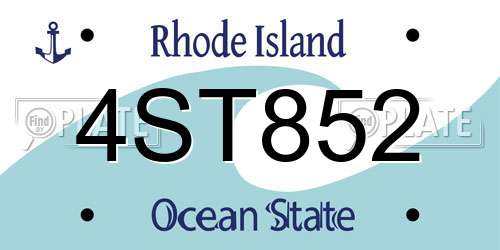 4ST852 Rhode Island License Plate