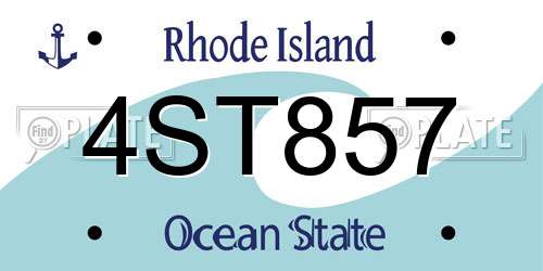 4ST857 Rhode Island License Plate