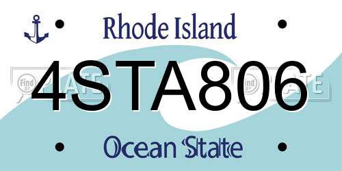 4STA806 Rhode Island License Plate