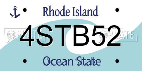 4STB52 Rhode Island License Plate