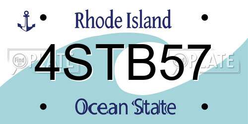 4STB57 Rhode Island License Plate