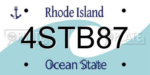 4STB87 Rhode Island License Plate