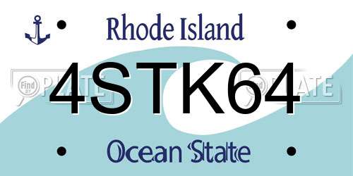 4STK64 Rhode Island License Plate
