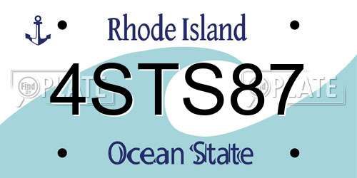 4STS87 Rhode Island License Plate