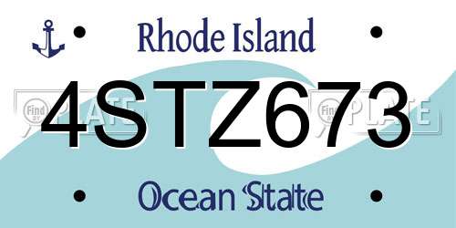 4STZ673 Rhode Island License Plate