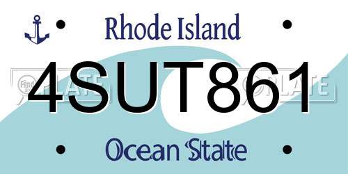 4SUT861 Rhode Island License Plate
