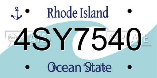 4SY7540 Rhode Island License Plate