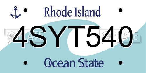 4SYT540 Rhode Island License Plate