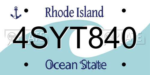 4SYT840 Rhode Island License Plate