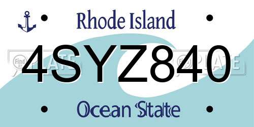 4SYZ840 Rhode Island License Plate