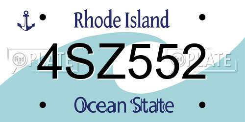 4SZ552 Rhode Island License Plate
