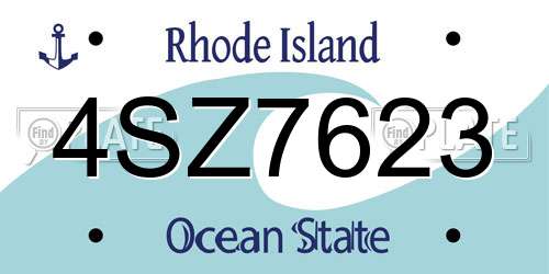 4SZ7623 Rhode Island License Plate