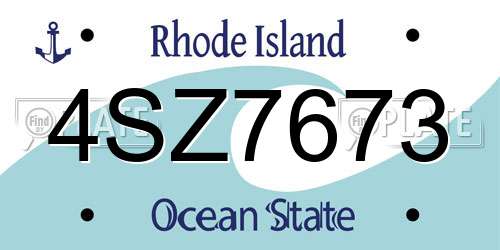 4SZ7673 Rhode Island License Plate