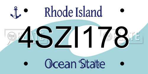 4SZI178 Rhode Island License Plate