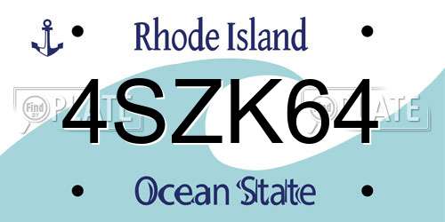 4SZK64 Rhode Island License Plate