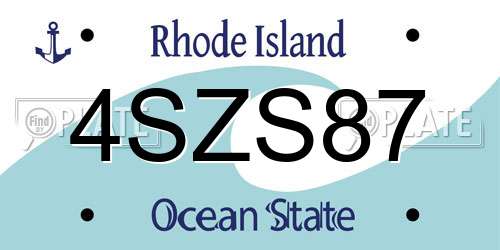 4SZS87 Rhode Island License Plate