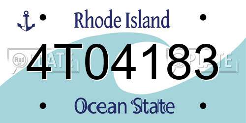 4T04183 Rhode Island License Plate