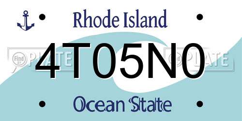 4T05N0 Rhode Island License Plate