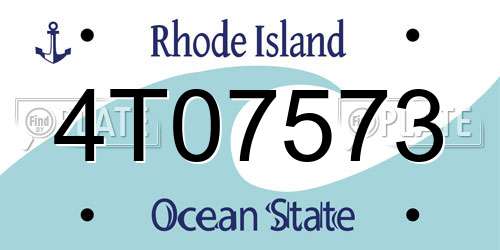 4T07573 Rhode Island License Plate