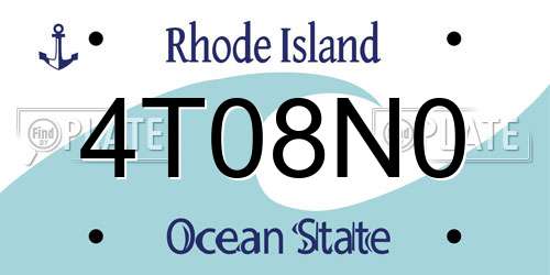 4T08N0 Rhode Island License Plate