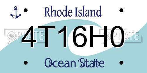 4T16H0 Rhode Island License Plate