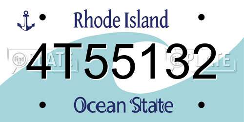 4T55132 Rhode Island License Plate