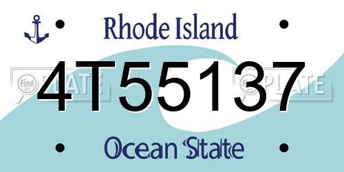 4T55137 Rhode Island License Plate