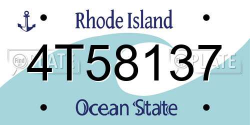 4T58137 Rhode Island License Plate